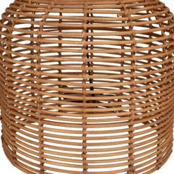 Kirkland's Home Woven Rattan Base Ivory Shade Table Lamp- Table Lamps