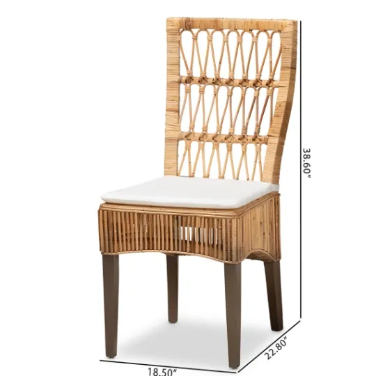Kirkland's Home Woven Rattan White Cushion Dining Chairs, Set Of 2- Dining Chairs
