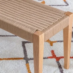 Kirkland's Home Woven Rope Wood Dining Bench- Dining Chairs