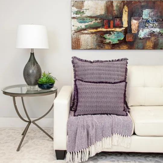 Kirkland's Home Woven Stripes Fringe Lumbar Pillow- Pillows
