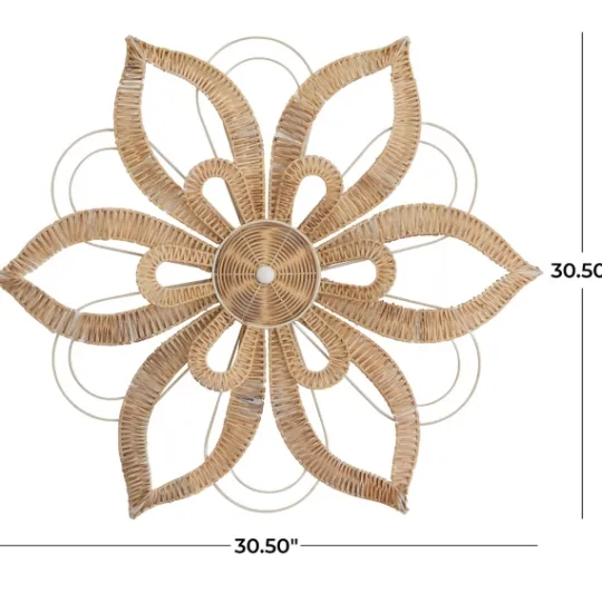 Kirkland's Home Woven Wicker And Wire Flower Wall Plaque- Wall Plaques