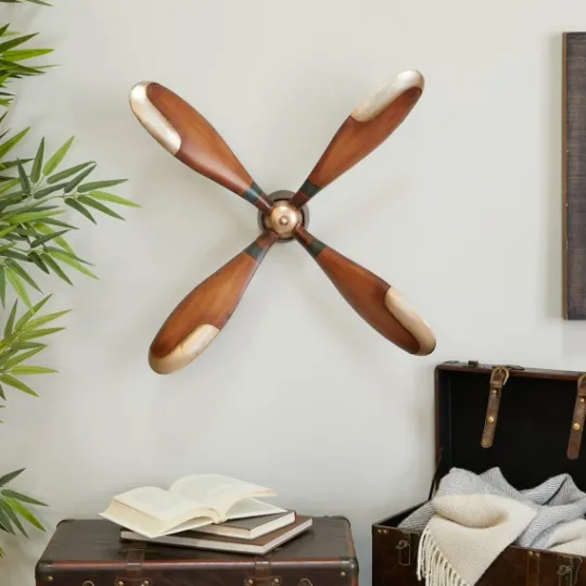 Kirkland's Home Wright Brass Airplane Propeller Wall Plaque- Wall Plaques