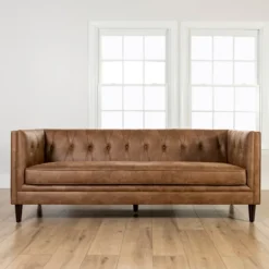 Kirkland's Home Wyatt Chester Faux Leather Formal Sofa- Sofas & Loveseats
