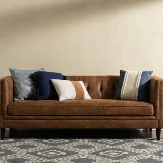 Kirkland's Home Wyatt Chester Faux Leather Formal Sofa- Sofas & Loveseats