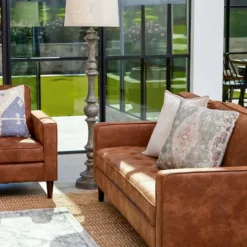 Kirkland's Home Wyatt Faux Leather Sofa- Sofas & Loveseats