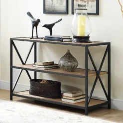 Kirkland's Home X-Frame 3-Tier Barnwood Bookshelf- Office Furniture