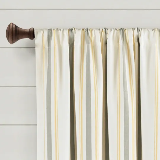 Kirkland's Home Yellow & Gray Farmhouse Curtain Panel Set, 63 In.- Curtains & Drapes