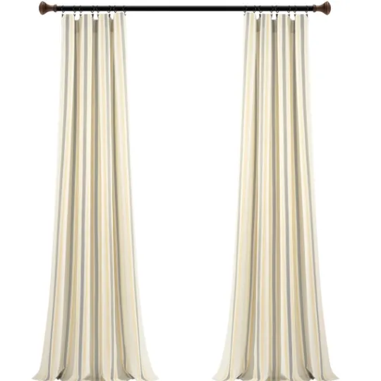 Kirkland's Home Yellow & Gray Farmhouse Curtain Panel Set, 95 In.- Curtains & Drapes