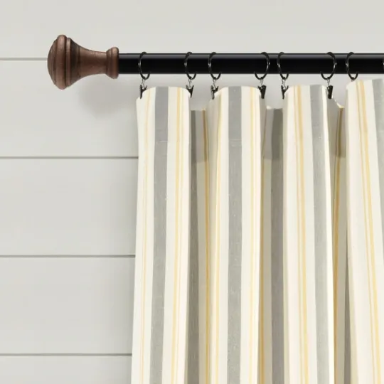 Kirkland's Home Yellow & Gray Farmhouse Curtain Panel Set, 95 In.- Curtains & Drapes