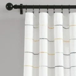 Kirkland's Home Yellow And Gray Stripe Curtain Panel Set, 95 In.- Curtains & Drapes