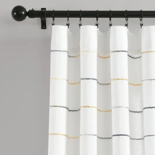 Kirkland's Home Yellow And Gray Stripe Curtain Panel Set, 95 In.- Curtains & Drapes