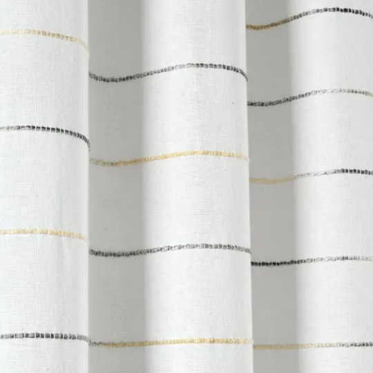 Kirkland's Home Yellow And Gray Stripe Curtain Panel Set, 95 In.- Curtains & Drapes
