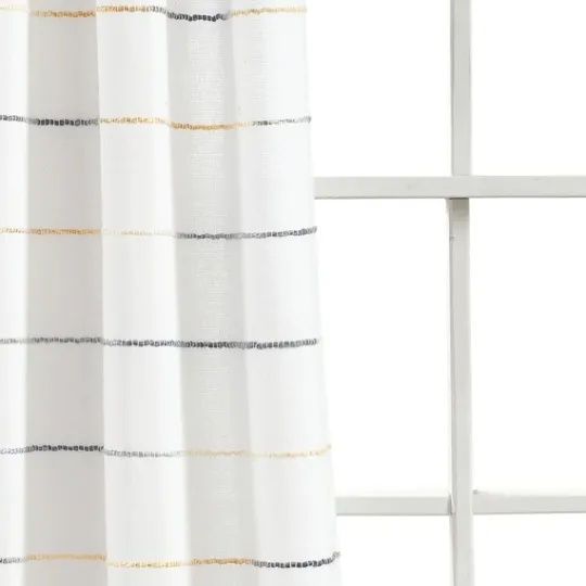 Kirkland's Home Yellow And Gray Stripe Curtain Panel Set, 95 In.- Curtains & Drapes