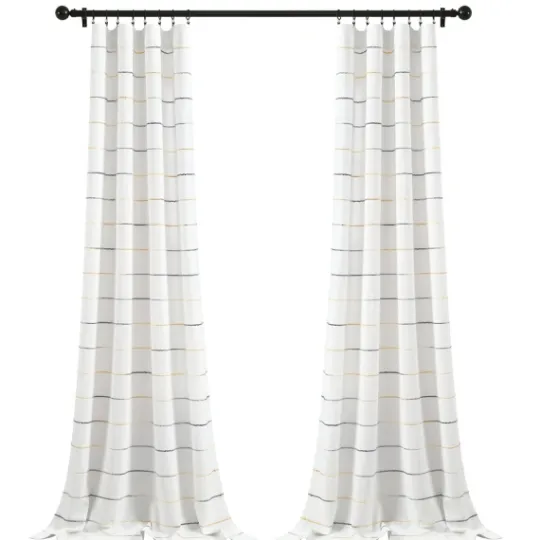 Kirkland's Home Yellow And Gray Stripe Curtain Panel Set, 84 In.- Curtains & Drapes