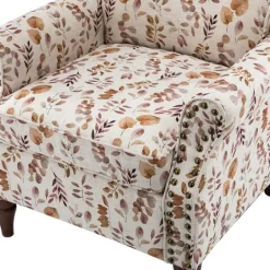 Kirkland's Home Yellow And Orange Leaf Upholstered Accent Chair- Accent Chairs