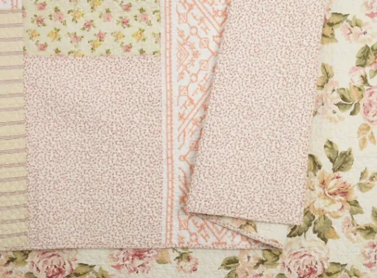 Kirkland's Home Yellow And Pink Patchwork Blooms King Quilt- Quilts