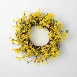 Kirkland's Home Yellow Blooming Forsythia Twig Wreath- Wreaths