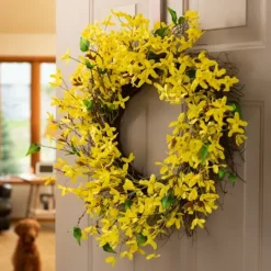 Kirkland's Home Yellow Blooming Forsythia Twig Wreath- Wreaths
