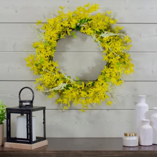 Kirkland's Home Yellow Jasmine Spiral Wreath- Wreaths