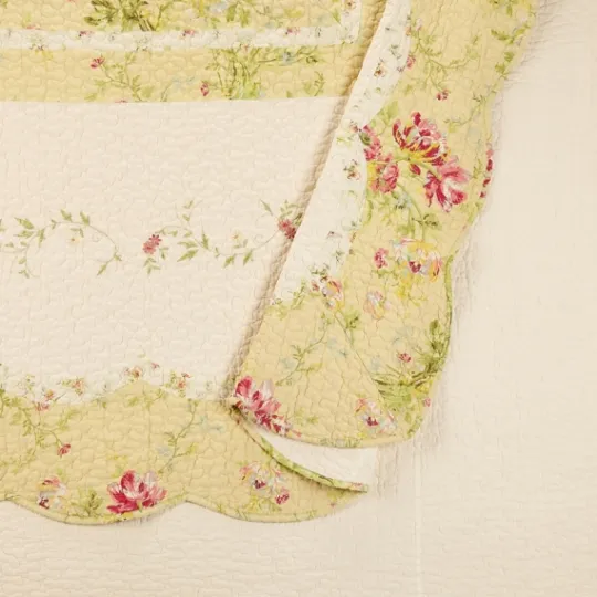 Kirkland's Home Yellow Prairie Bloom Queen Bedspread- Bedspreads & Coverlets