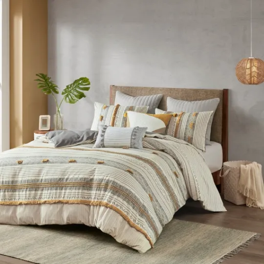 Kirkland's Home Yellow Striped 3-Pc. Full/Queen Comforter Set- Comforters