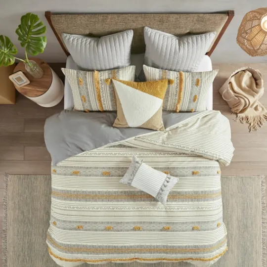 Kirkland's Home Yellow Striped 3-Pc. Full/Queen Comforter Set- Comforters