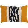 Kirkland's Home Yellow Wave Stitched Fringe Lumbar Pillow- Pillows